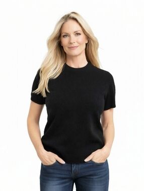 Lauren Ralph Lauren Cashmere Blend Sweater Black Short Sleeve M